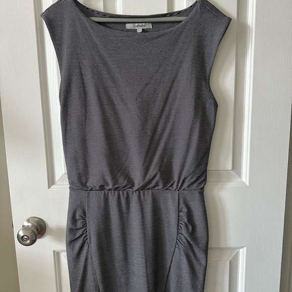 #7 ATHLETA Dress  XSP Navy/White tiny stripes Boat Neck, Sleeveless, Lined - Picture 6 of 15
